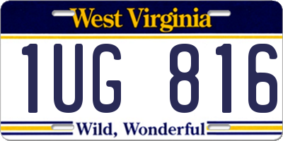 WV license plate 1UG816
