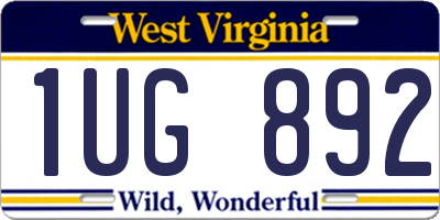 WV license plate 1UG892