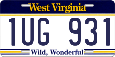 WV license plate 1UG931