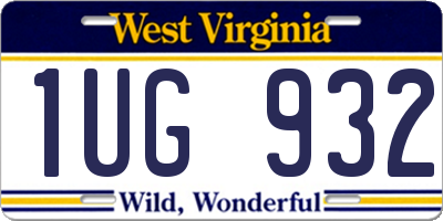 WV license plate 1UG932