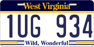 WV license plate 1UG934