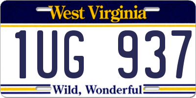 WV license plate 1UG937