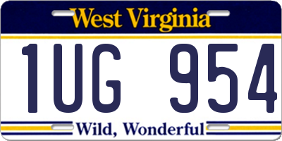 WV license plate 1UG954