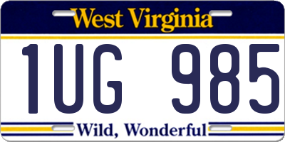 WV license plate 1UG985
