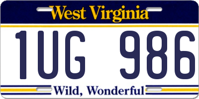 WV license plate 1UG986
