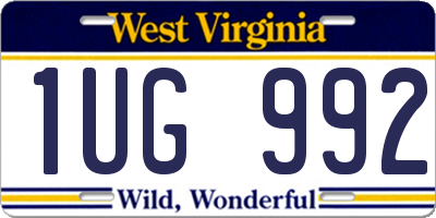 WV license plate 1UG992