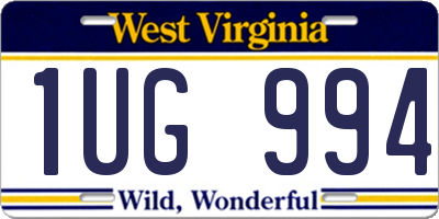 WV license plate 1UG994