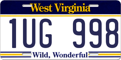 WV license plate 1UG998