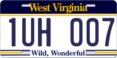 WV license plate 1UH007