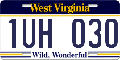 WV license plate 1UH030