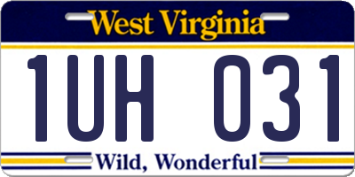 WV license plate 1UH031