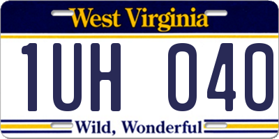 WV license plate 1UH040