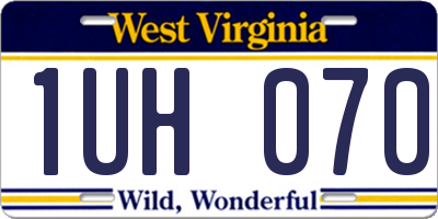 WV license plate 1UH070