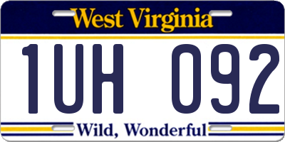 WV license plate 1UH092