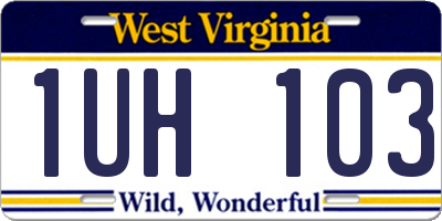 WV license plate 1UH103
