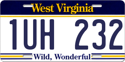 WV license plate 1UH232