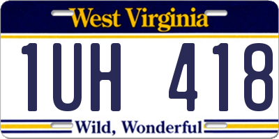 WV license plate 1UH418