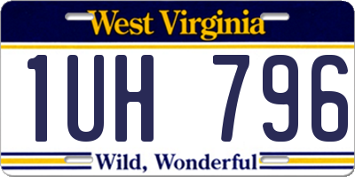 WV license plate 1UH796
