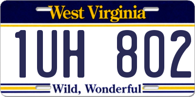 WV license plate 1UH802
