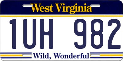 WV license plate 1UH982