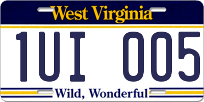 WV license plate 1UI005