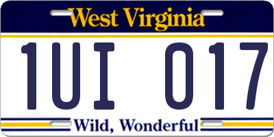 WV license plate 1UI017