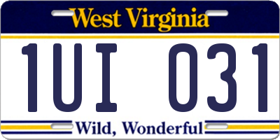 WV license plate 1UI031
