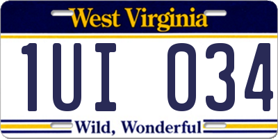WV license plate 1UI034