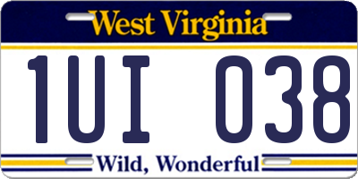 WV license plate 1UI038