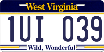 WV license plate 1UI039