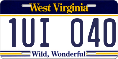 WV license plate 1UI040