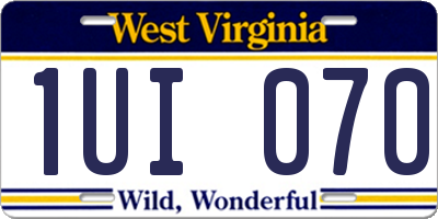 WV license plate 1UI070