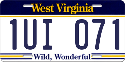 WV license plate 1UI071