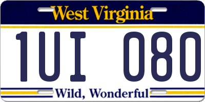 WV license plate 1UI080