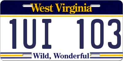 WV license plate 1UI103