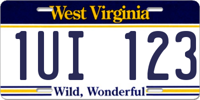 WV license plate 1UI123
