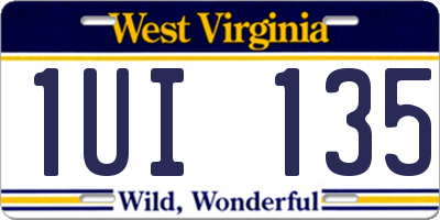 WV license plate 1UI135