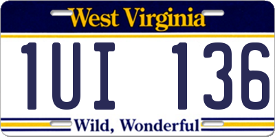 WV license plate 1UI136