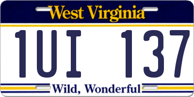 WV license plate 1UI137