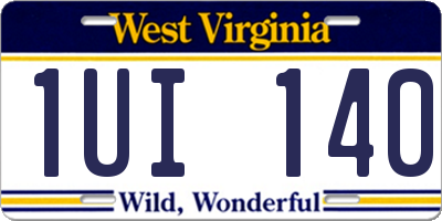 WV license plate 1UI140
