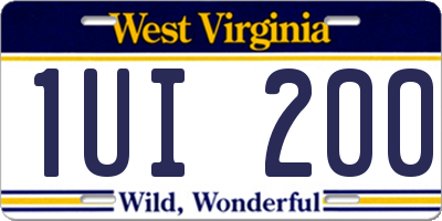 WV license plate 1UI200