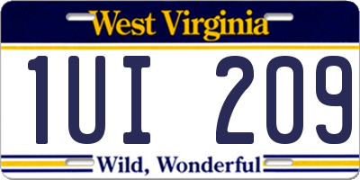 WV license plate 1UI209