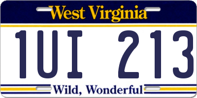 WV license plate 1UI213