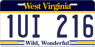 WV license plate 1UI216