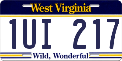 WV license plate 1UI217