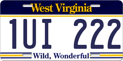 WV license plate 1UI222