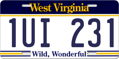 WV license plate 1UI231