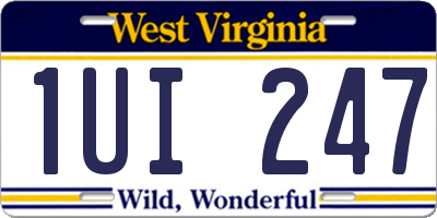 WV license plate 1UI247