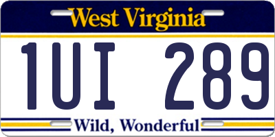 WV license plate 1UI289