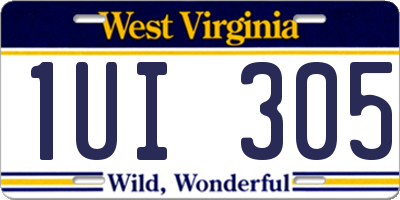 WV license plate 1UI305